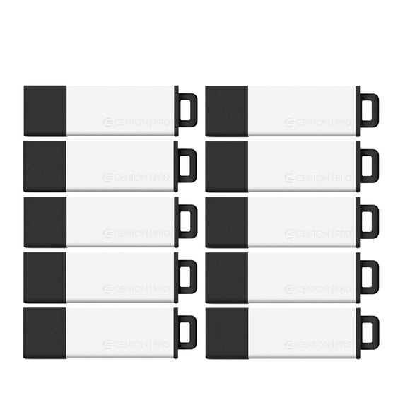 Centon DataStick Pro2 USB 2.0 Flash Drive 16GB x 10, White (S1B-U2T4-16G-10)