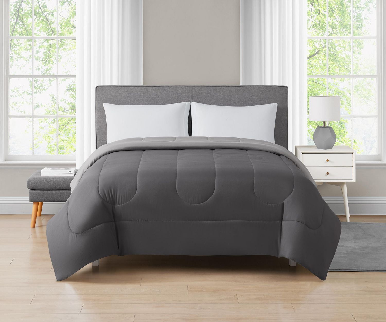 Mainstays Solid Reversible Microfiber Comforter, 1 piece, Available in Twin & Double/Queen