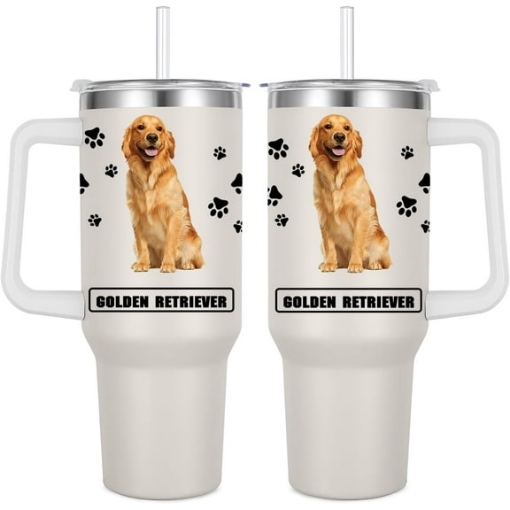 Golden Retriever Gift for Dog Owner,40oz Golden Retriever Tumbler with Handle Insulated Reusable Stainless Steel Travel Water Bottle (Color 1)