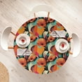 thumbnail image 4 of Ambesonne Floral Fitted Round Tablecloth, Pattern of Realistic Flowers, 40"- 44" Diameter, Marigold Ivory and Aqua, 4 of 5
