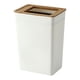 thumbnail image 5 of Naiovety Cubo de basura con tapa de bambú, contenedor de basura blanco de estilo nórdico, papelera delgada, papelera, papelera, hogar, cocina L 2piezas, 5 of 6