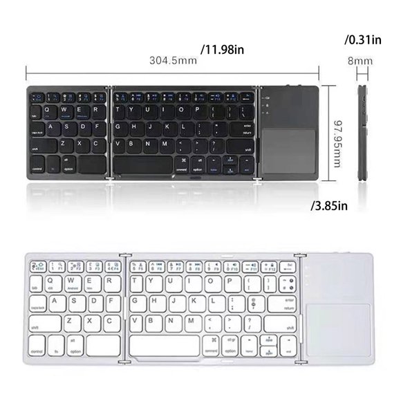 Maoww Keyboard Portable Foldable 140mAh USB Charging 64 Keys Bluetooth-compatible 3.0 Tablet Cellphone Keypad Accessories Dark Grey