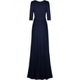 thumbnail image 2 of Bon Rosy, Women's, 3/4 Sleeve Deep V-Neck Maxi Faux Wrap Solid Plus Size Dress, Navy, 3X, 2 of 2