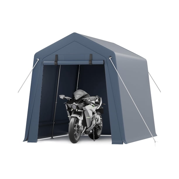 QinaQin Bodega portátil para exterior de 7x10 pies, refugio impermeable de uso rudo con puerta enrollable para moto, bici, leña, podadora o herramientas