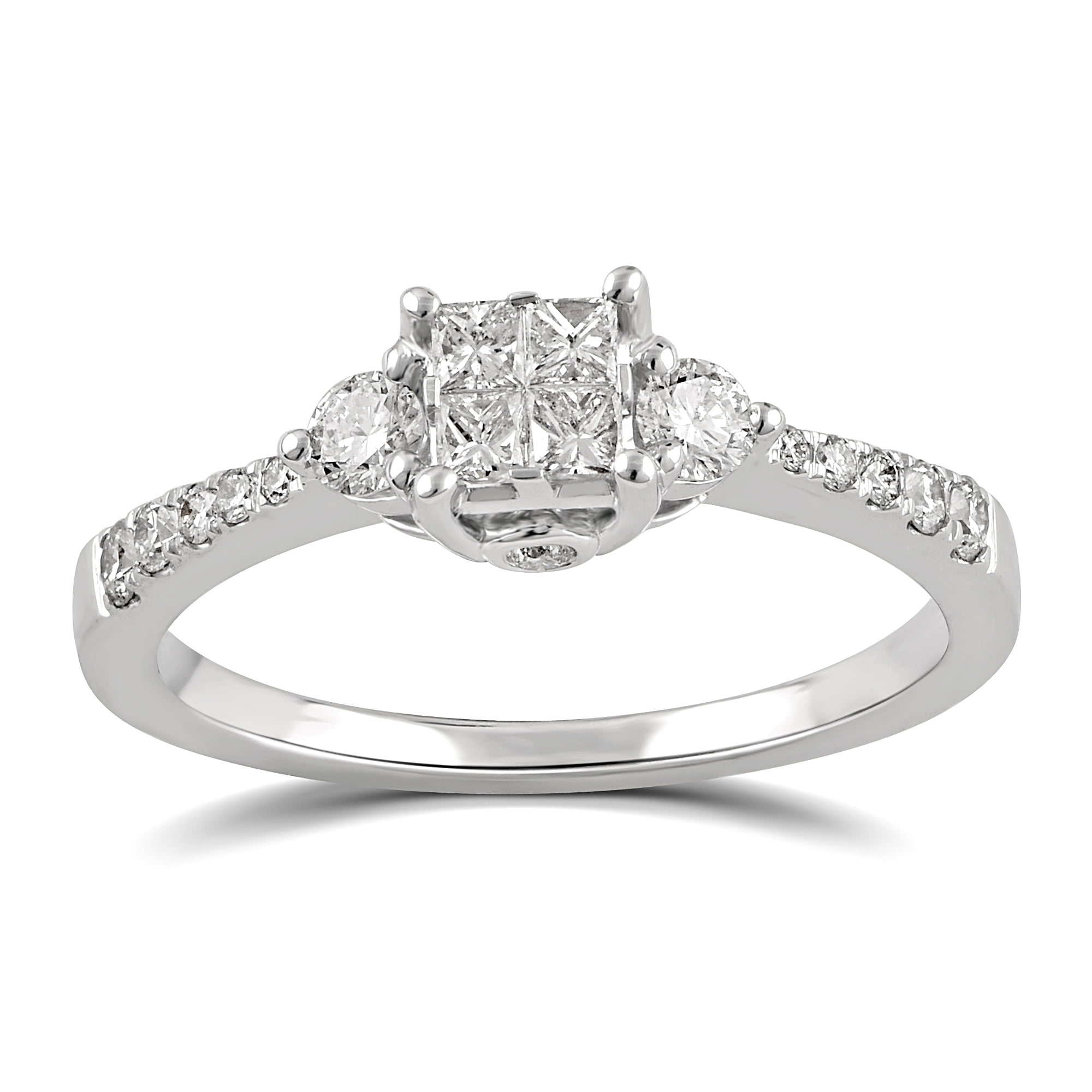 DiamondMuse 5/8 Carat Princess Cut & Round Diamond InvisibleSet