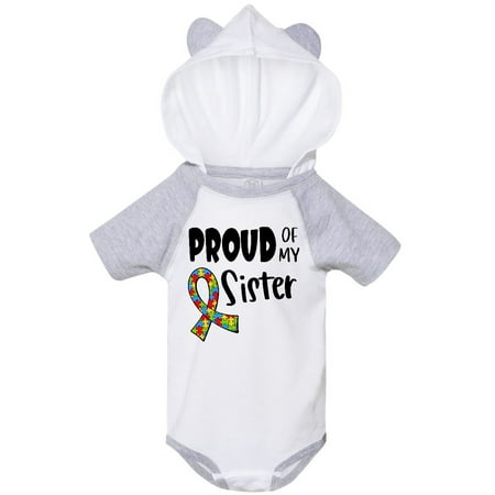 

Inktastic Proud of my Sister Autism Awareness Puzzle Piece Ribbon Gift Baby Boy or Baby Girl Bodysuit