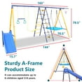 thumbnail image 6 of 7 in 1 Outdoor Swing Set,A-Frame Heavy-Duty Metal Swing Set with Slide,2 Swing Seats,1 Climbing Net & Ladder,1 Gym Hoop,1 Basket,Safe Swing Set for Kids Playground Backyard Outdoor, 6 of 6