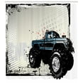 thumbnail image 3 of Ambesonne Truck Shower Curtain, Halftone Monster Pickup, 69"Wx84"L, Ivory Blue Black, 3 of 3