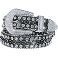 thumbnail image 1 of Cinturón de piel con diamantes de imitación para hombres y mujeres, vaquero occidental, con tachuelas brillantes para pantalones de mezclilla, 1 of 3