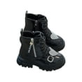 thumbnail image 3 of SIMANLAN Girls Combat Boot Lug Sole Booties Zipper Ankle Boots Kids Casual Short Bootie Girl Winter Warm Shoes Black 7toddlers, 3 of 9