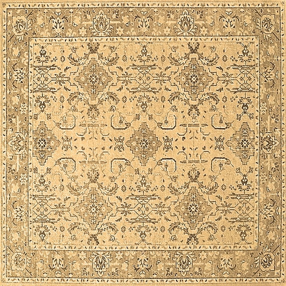 Ahgly Company Machine Washable Indoor Square Oriental Brown Industrial Area Rugs, 4' Square