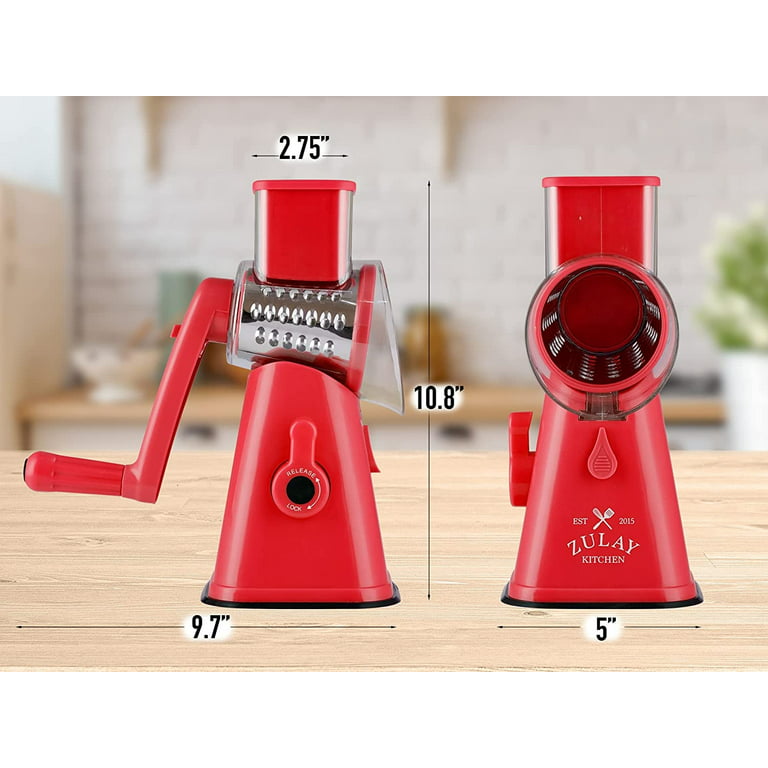 Jahy2Tech Cheese Grater, Rotary Cheese Grater Handheld with 3 Drum Blades,  Rotary Handheld Cheese Shredder Grater Stainless Steel 