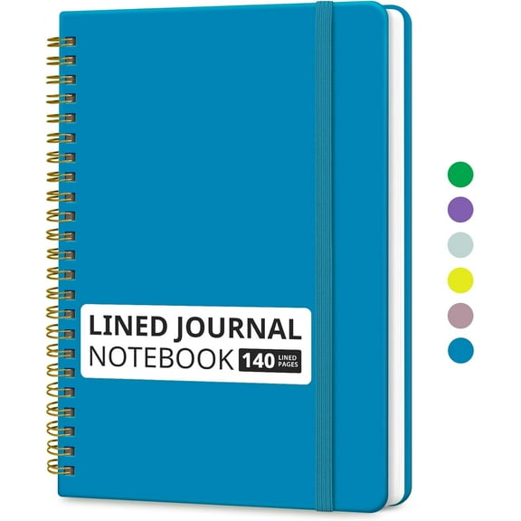 Lined Spiral Journal Notebook for Women & Men, 140 Pages, College Ruled Hardcover Notebook for Work & Note Taking, Journals for Writing, A5(6"x8") - Azure Blue