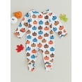 thumbnail image 4 of Newborn Baby Girl Boy One Piece Jumpsuit Halloween Pumpkin Print Long Sleeve 2 Way Zipper Footies Pajamas Sleepers Fall Romper, 4 of 7