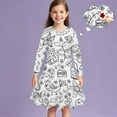 thumbnail image 4 of Odeerbi Niñas Colorido Vestido Pintado A Mano Vestido Manga Larga Vestido Línea Dibujo Vestido Cuello Redondo, 4 of 8