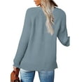 thumbnail image 2 of Seyurigaoka Women Casual Loose Style Sweater, Solid Color Long Sleeve V-neck Knitwear, 2 of 3