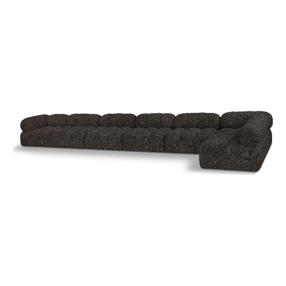 Meridian Furniture Ames Brown Boucle Fabric Modular Sectional