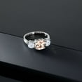 thumbnail image 3 of Gem Stone King 925 Sterling Silver Peach Morganite and White Zirconia 3 Stone Engagement Ring for Women (3.38 Cttw, Gemstone October Birthstone, Cushion 8MM, Size 8), 3 of 5