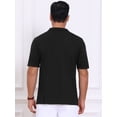 thumbnail image 3 of DARING DIVA Men's Striped Knit Chest Pocket Short Sleeve Vintage Golf Shirts S Black, 3 of 7