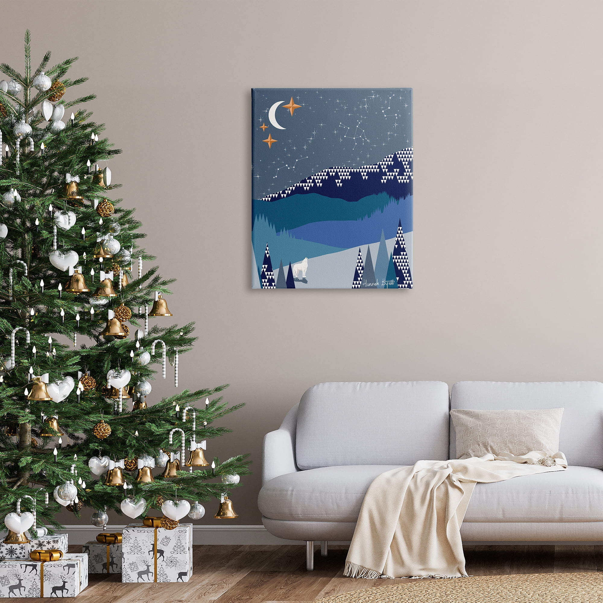 Stupell Industries Winter Night Landscape Holiday Painting Gallery Wrapped Canvas Print Wall Art, 30 x 40