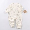 thumbnail image 2 of TOWED22 Baby Boys Girls Bodysuit Jumpsuits with Button Long Sleeve Cotton Rompers Overall,Beige,0-3 M, 2 of 7