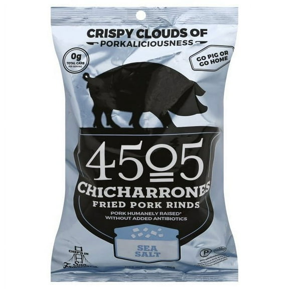 4505 Meats Chicharrones Sea Salt Fried Pork Rinds 2.5oz Pack Of 12