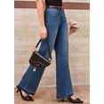 thumbnail image 3 of DOKOTOO Women's Wide Leg Jeans Trendy High Waist Center-Seam Straight Leg Raw Hem Baggy Loose Boyfriend Stretchy Denim Pants, 3 of 8