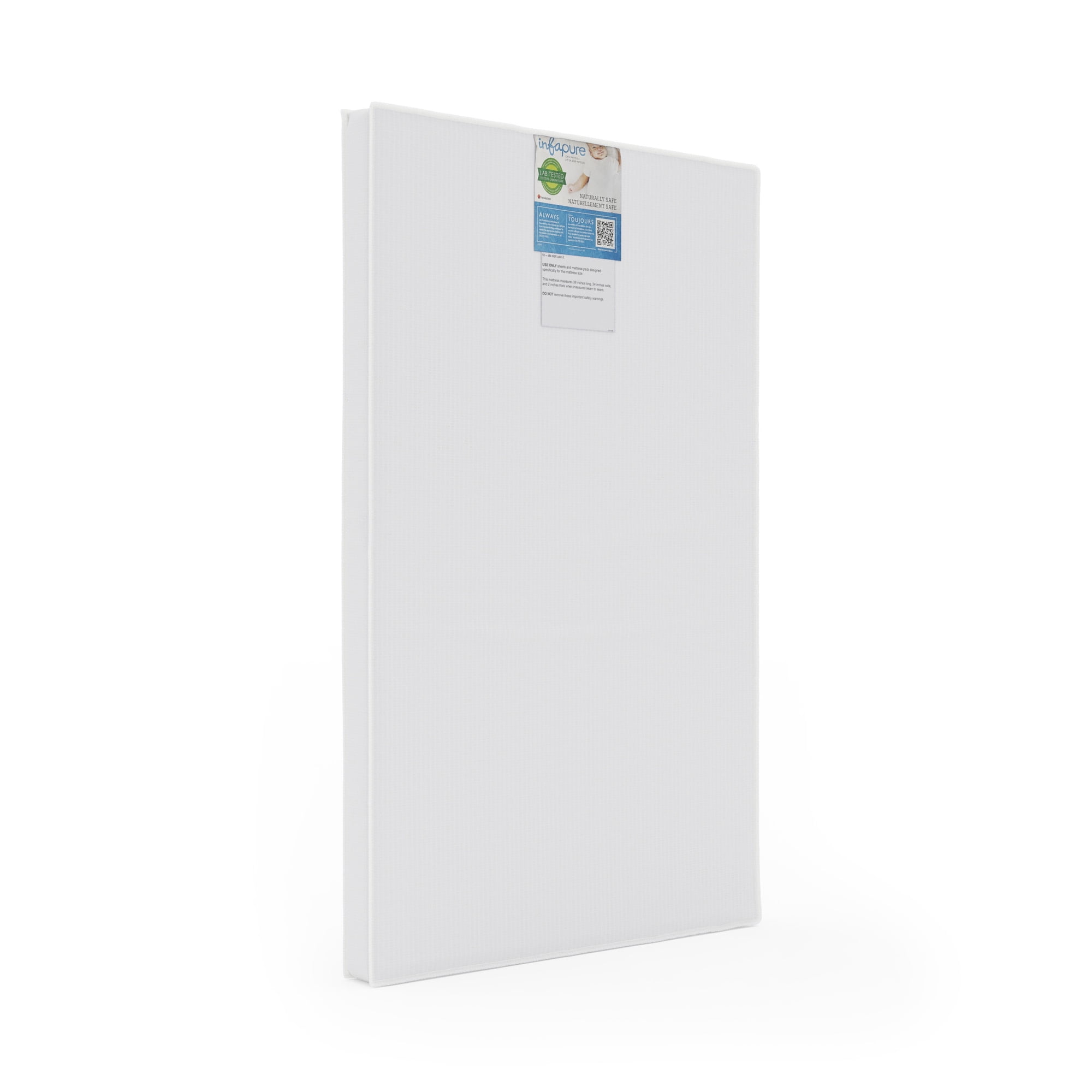 Foundations InfaPure 2" Compact Crib Mattress, Foam, Hypoallergenic, Easy to Clean, White