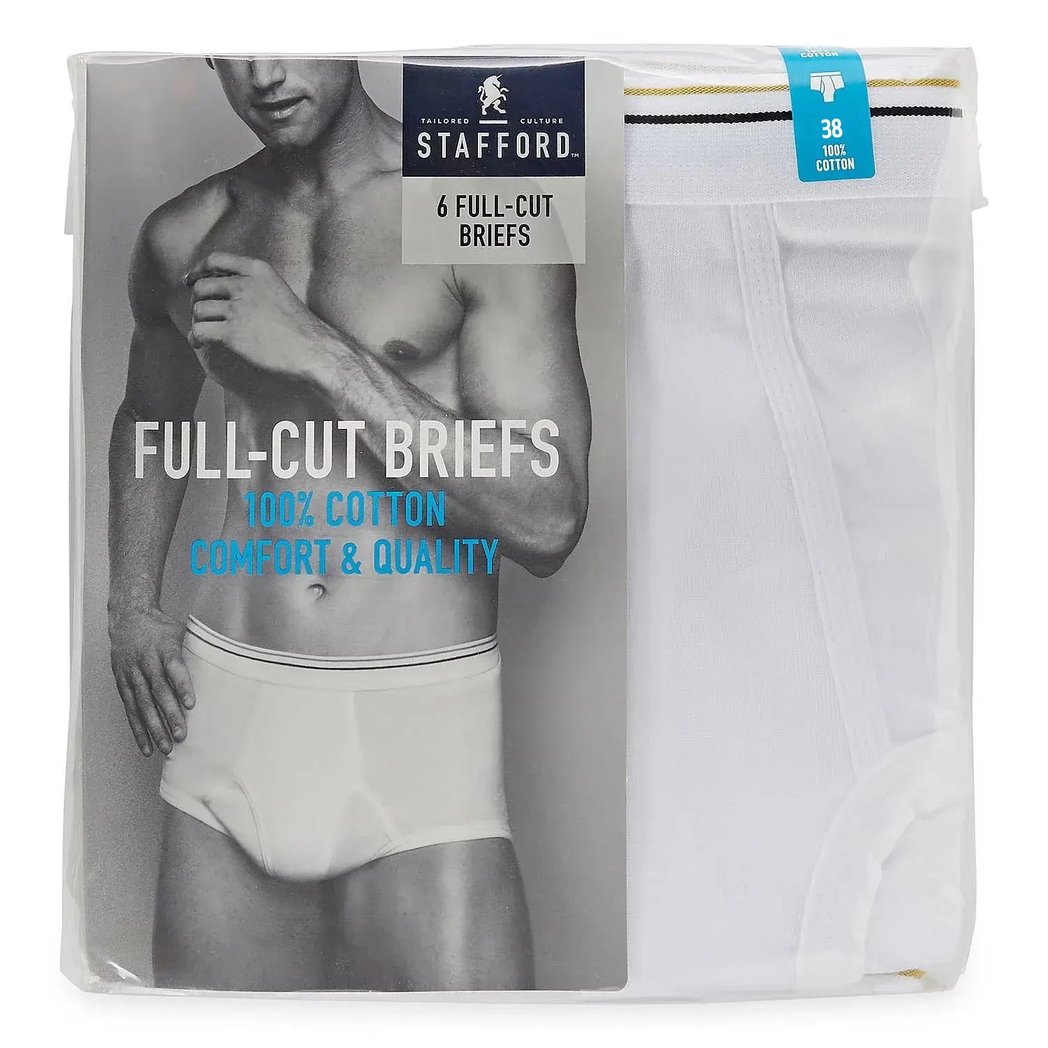Stafford 6 Pack Cotton Full-Cut Briefs White (38)