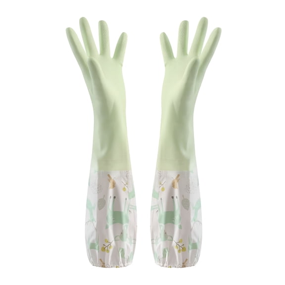GJX Rubber Cleaning Gloves With Lining Household Thickening Waterproof Kitchen Dish Washing Latex Glove Dishwasher Gloves Small Size