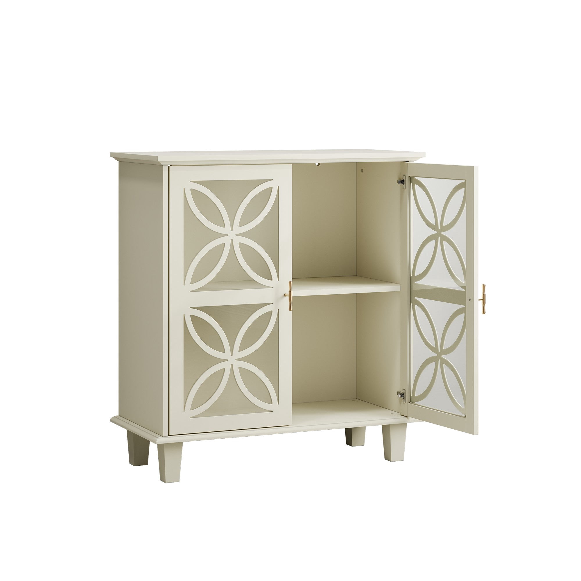 Sailvan Sideboard Buffet Storage Cabinet, Freestanding Bathroom Cabinet with Tempered Glass Doors