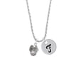 thumbnail image 2 of Delight Jewelry Silvertone Sea Shells Spinner Silvertone Script Initial Disc - F - Charm Necklace, 20"+3", 2 of 4