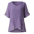 thumbnail image 4 of Tejiojio Summer Saving Labor Day Women Casual Lotu Sleeve V-Neck Solid Irregular Blouse Tops T-Shirt, 4 of 8
