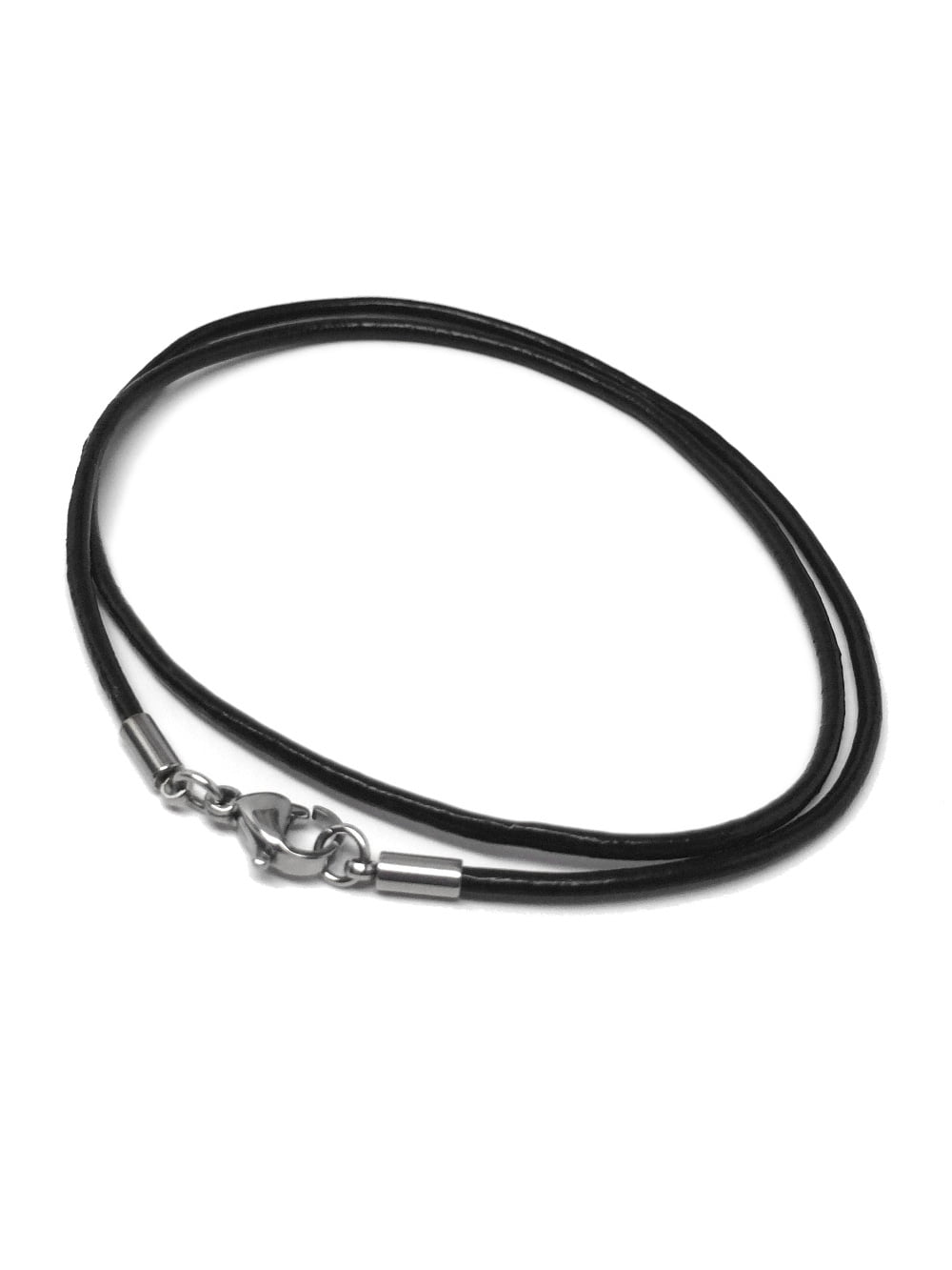 2mm Genuine Black Leather Necklace Cord with Stainless Steel Clasps Mens  Womens