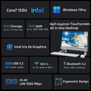 Dell Inspiron 7730 All in One Desktop PC, 27 FHD Touchscreen, Intel 10-Core 7 150U, NVIDIA GeForce MX570A, 64GB RAM, 1TB SSD, Wi-Fi 6E, Wireless KB & Mouse, Windows 11 Pro