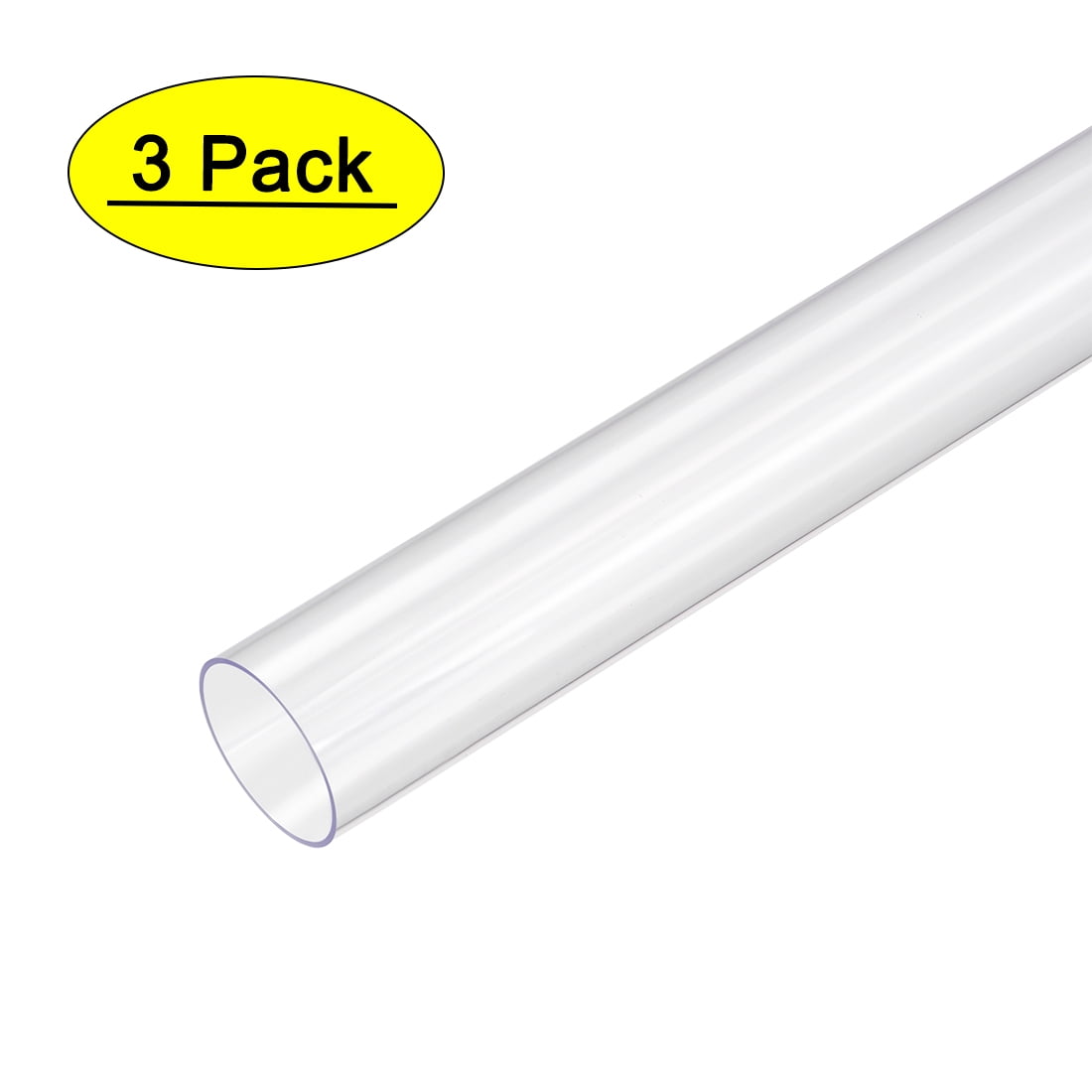 3pcs PVC Rigid Round Clear Tubing 13/16 inch ID x 11/4 inch OD 1.6ft