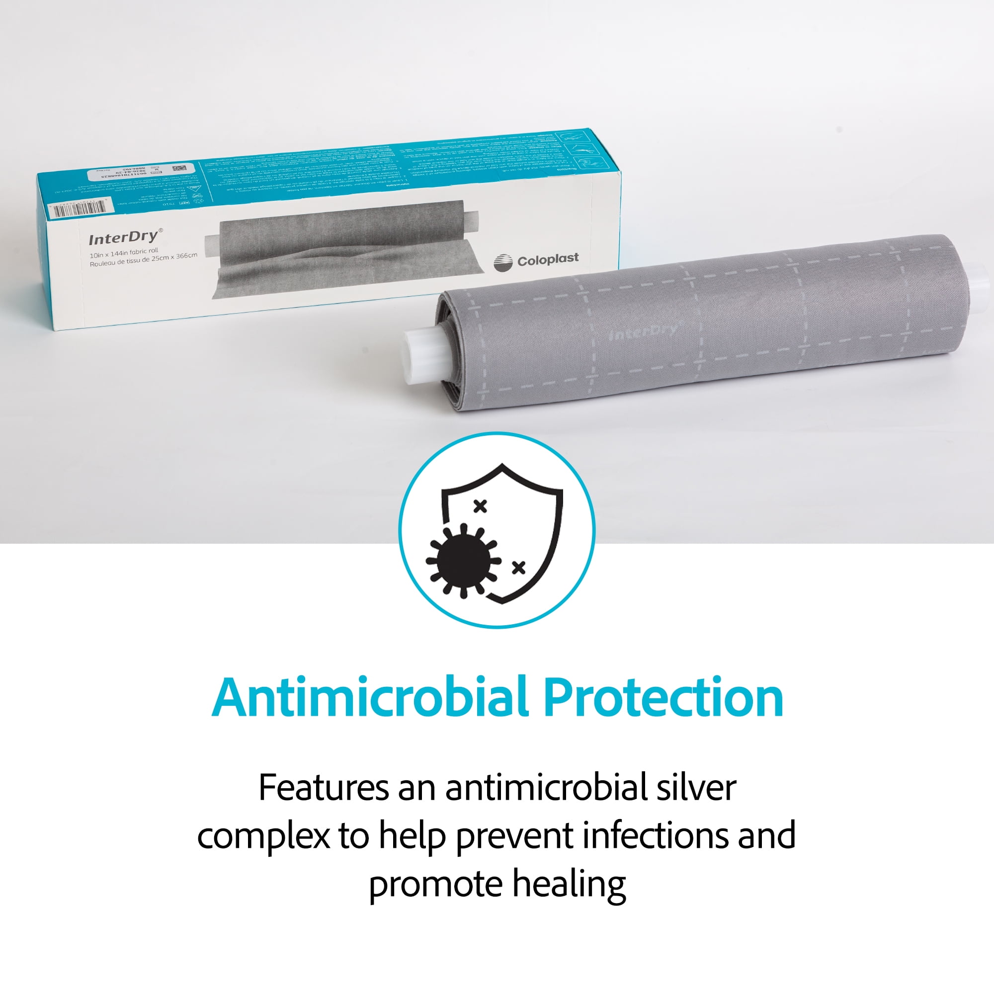 InterDry Ag Textile with Antimicrobial Silver Complex – 10" x 144" Moisture-Wicking Fabric Roll