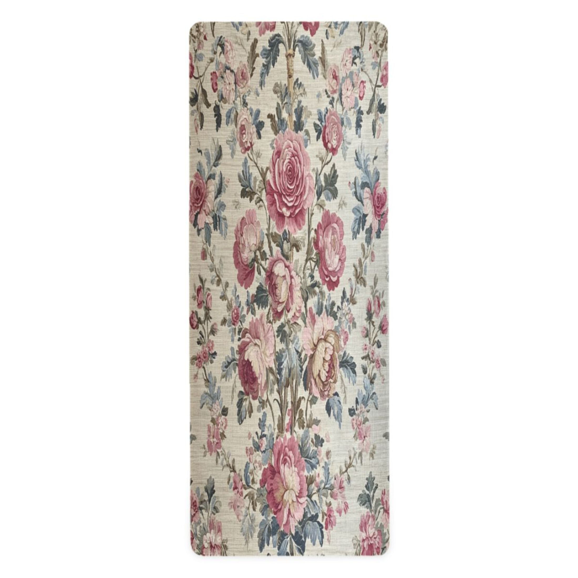 BZSMCE Yoga Mat Women Vintage Floral Textile in Pastels Fitness Mat
