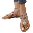 thumbnail image 3 of Norvail Ladies Flat Bottomed Beach Rhinestone Lightweight Casual Buckle Toe Sandals Flip Flops, Wide Foot Sandals For Women Dressy, Breathable Sparkly Clip Toe Design For Summer Going Out Shoes, 3 of 6