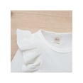 thumbnail image 4 of XIAXAIXU Toddler Baby Girl Clothes Ruffle Long Sleeve Ribbed Knit Tops Bowknot Waistband Mini Skirt Outfits White 7-8 Years, 4 of 6