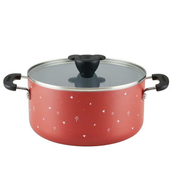 Farberware Disney Bon Voyage 5.5 Quart Ceramic Nonstick Stockpot with Lid, Dishwasher Safe, Red