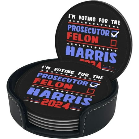 

Iâ€™m Voting for The Prosecutor Kamala Harris 2024 Leather Coasters 6 PCS Soft Durable Protect Surfaces