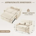thumbnail image 5 of 53" 3-in-1 Convertible Sofa Bed, Pull Out Sofa Bed with 2 Pillows, 6 Adjustable Backrest, Loveseat Sofa Couch for Living Room, Apartment. Linen-Beige, 5 of 9