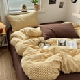 thumbnail image 4 of NAYOROOM Brown Stripes Yellow Duvet Cover King Set, 3-Piece Retro Vertical Ticking Stripes Soft Comforter Cover, 4 of 10