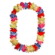 Loftus Deluxe Hawaiian Luau Rich Colors 40" Fabric Leis, Rainbow, 12 Pack