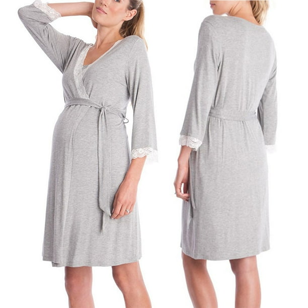 3 en 1 trabajo parto bata de hospital vestido de maternidad camison de enfermeria ropa de dormir para amamantar S TUNC Sencillez Walmart en linea