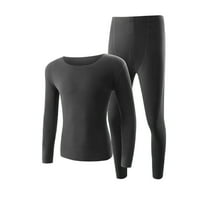 Dreluolixuan Men Thermal Underwear Set Seamless Soft Leggings Crew Neck Hunting Gear Base Layer Cold Weather Camping Top and Bottom Sets