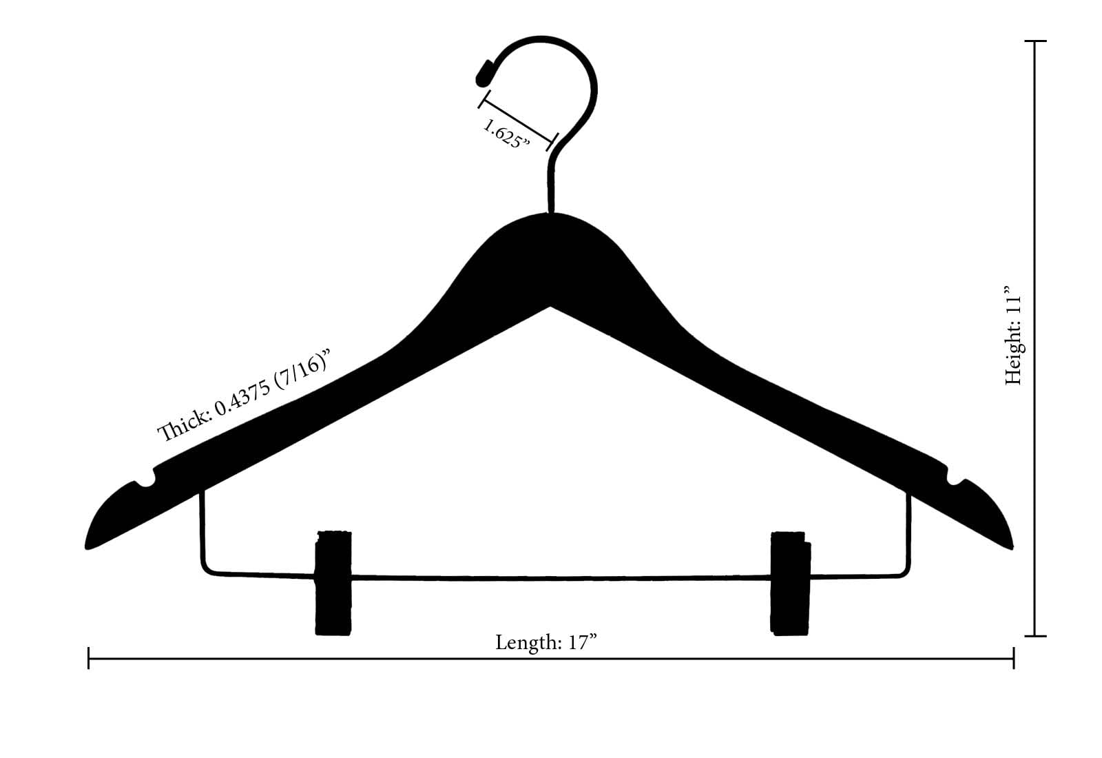 White Wood Combo Hanger w/ Cushion Clips, (Box of 50) Space Saving 17 Inch Flat Wooden Hangers w/ Chrome Swivel Hook & Notches for Shirt Jacket or Dress by International Hanger