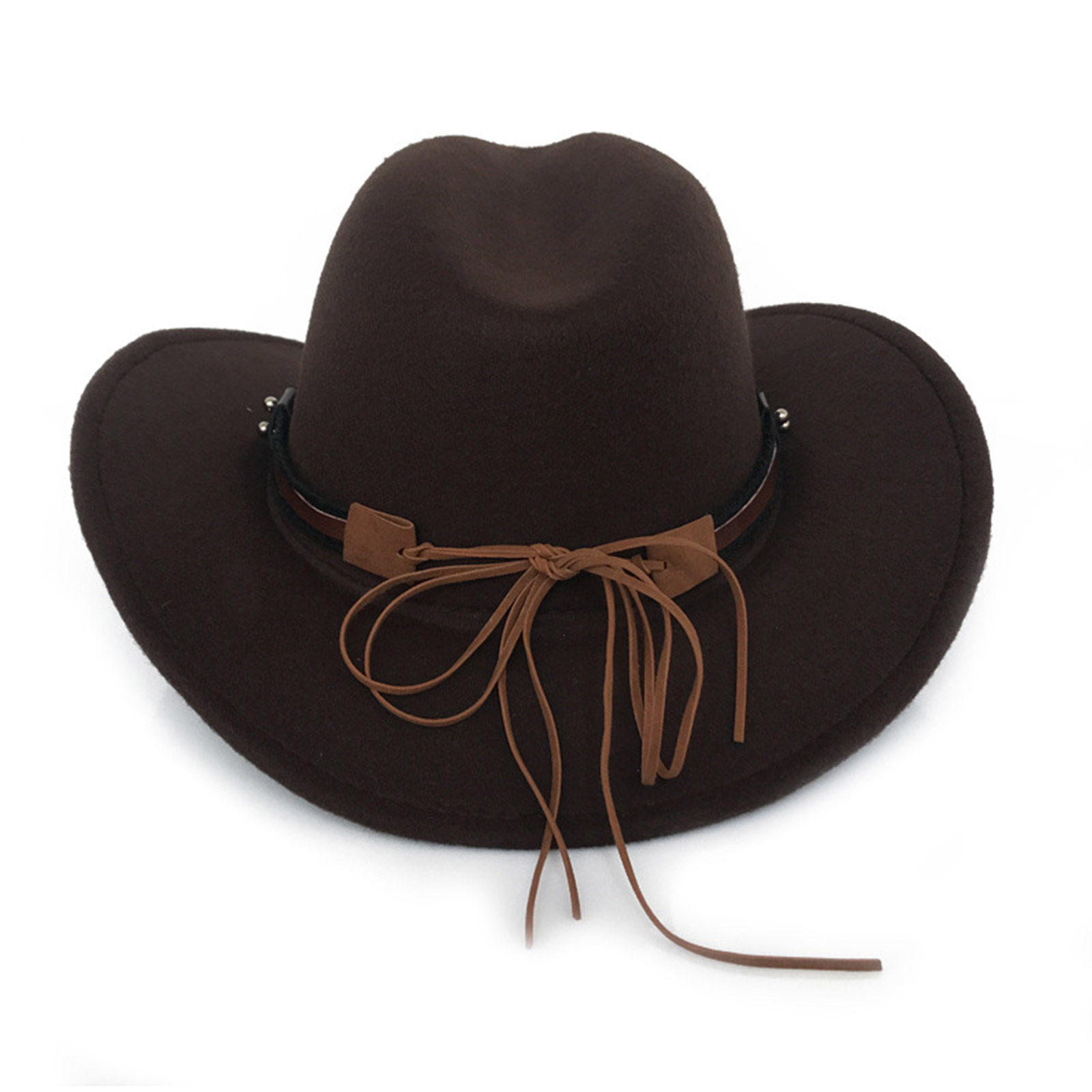MOMOJIA Wide Brim Jazz Felt Hat Metal Bull for Head Western  display picture 1