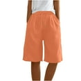 thumbnail image 4 of qolati Bermuda Shorts for Women Wide Leg Knee Length Summer Casual Long Shorts Loose High Waisted Drawstring Cargo Short with Pockets, 4 of 9